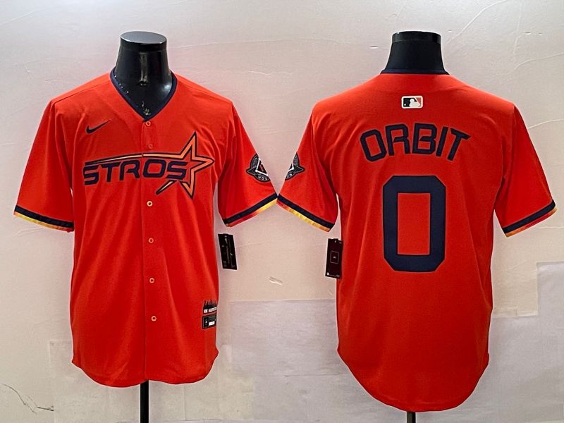 Men Houston Astros #0 Orbit Orange Three generations Joint Name 2025 Nike MLB Jersey style 4